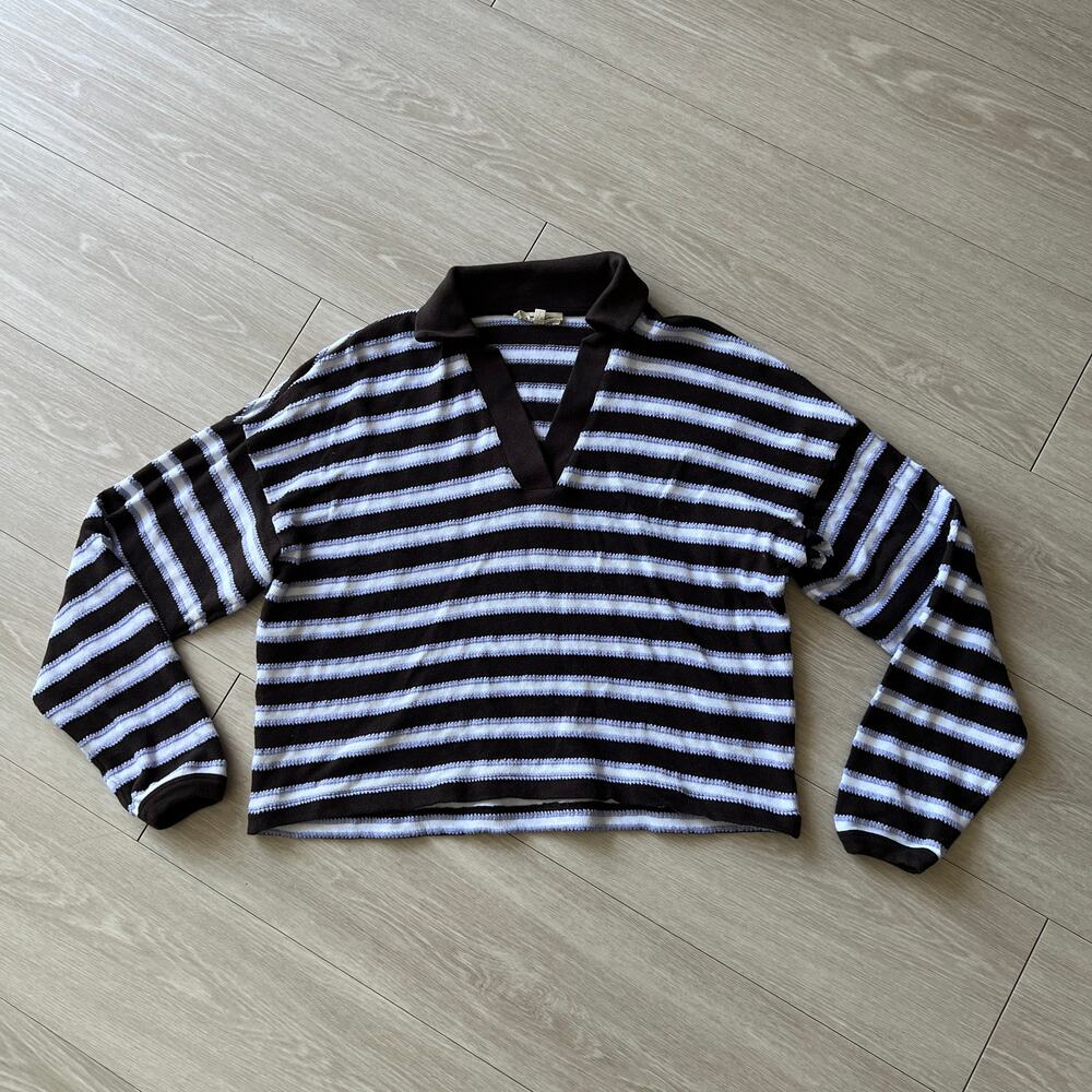 Madewell Relaxed Polo Shirt in Stripe Womens Small Cropped